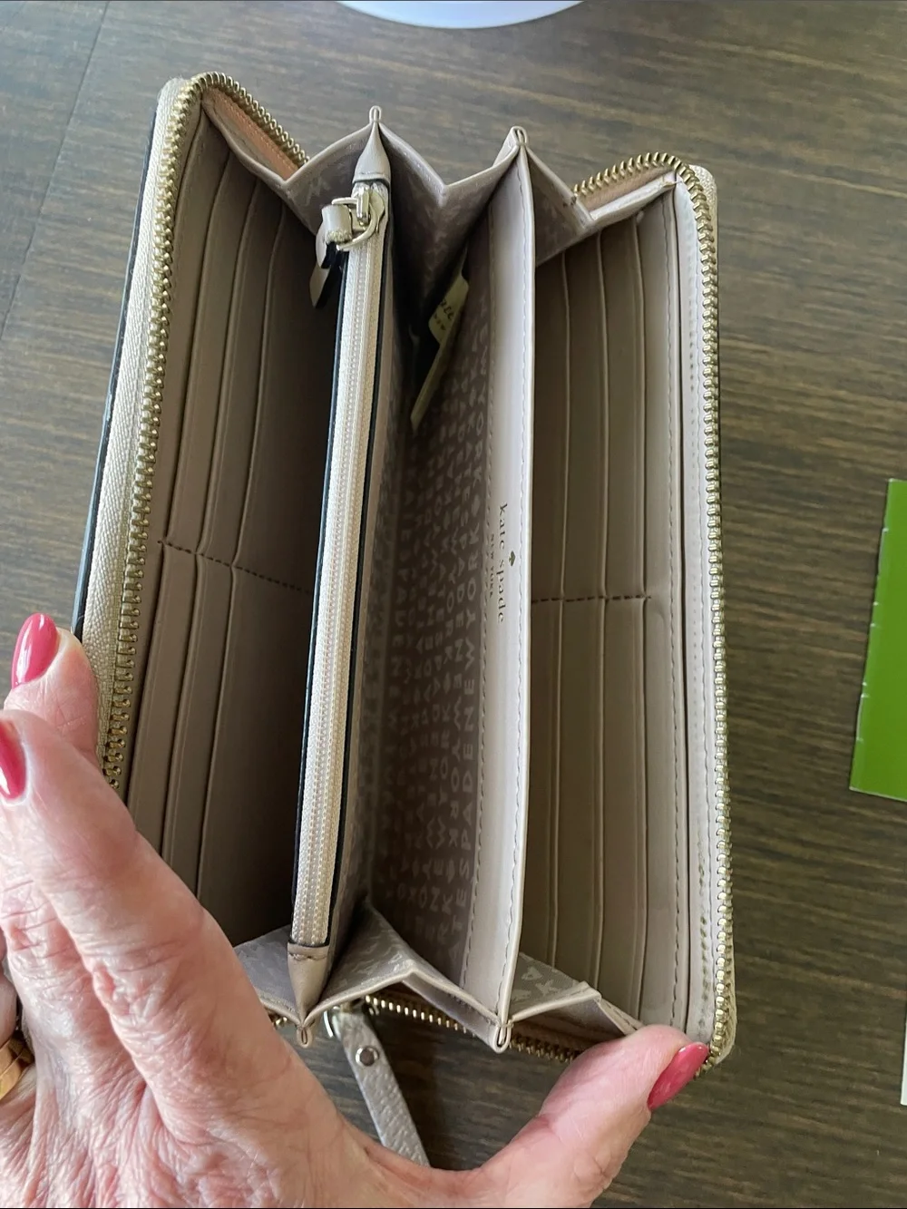 KATE SPADE GROVE STREET NEDA ZIP AROUND WALLET - Almondine (Beige) Gold Hardware
